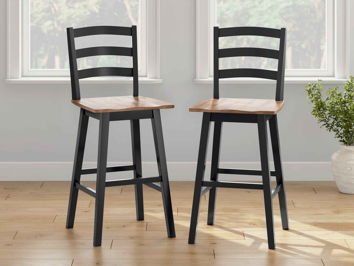 Wildenauer Brown/Black Bar Table and 2 Barstools by Ashley at Eve Furniture
