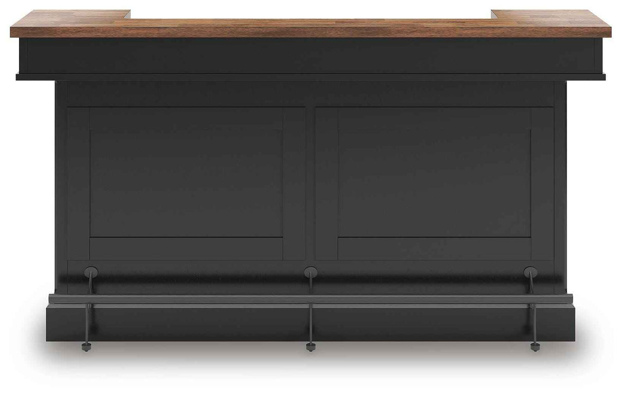 Wildenauer Brown/Black Bar Table and 2 Barstools by Ashley at Eve Furniture