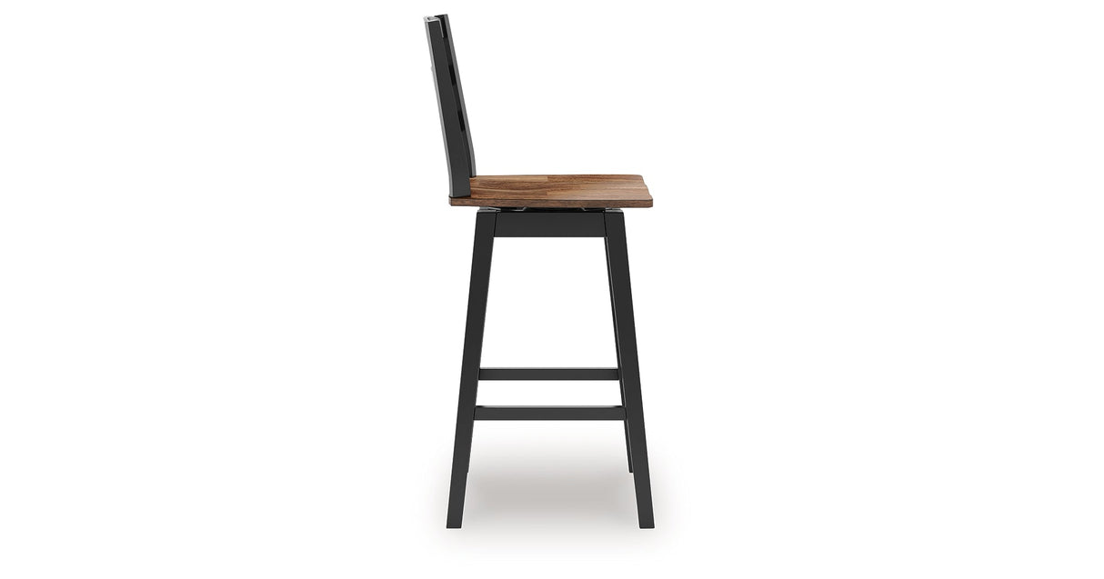 Wildenauer Brown/Black Bar Table and 2 Barstools by Ashley at Eve Furniture
