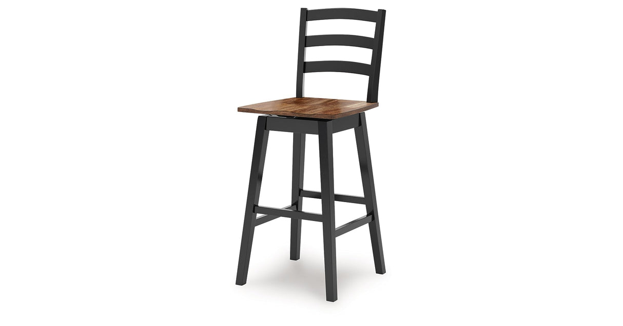 Wildenauer Brown/Black Bar Table and 2 Barstools by Ashley at Eve Furniture