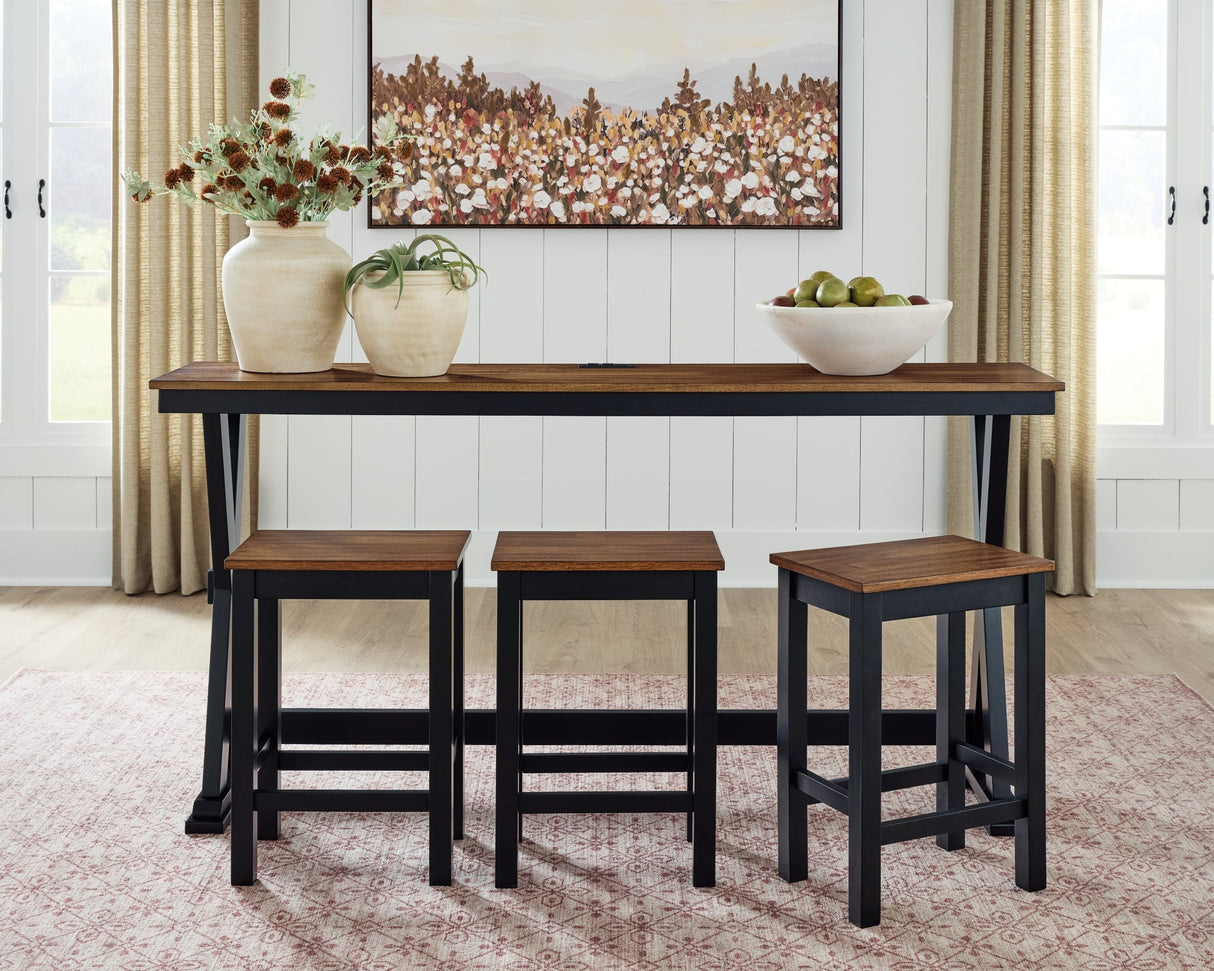 Wildenauer Brown/Black Counter Height Dining Table and 3 Barstools Set by ASHLEY FURNITURE at Eve Furniture