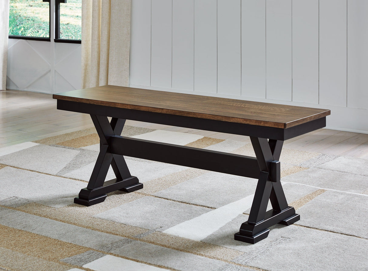 Wildenauer Brown/Black Dining Table and 2 Chairs and Bench by Ashley at Eve Furniture