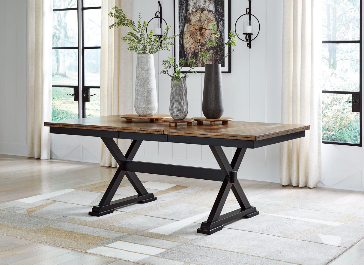 Wildenauer Brown/Black Dining Table and 2 Chairs and Bench by Ashley at Eve Furniture