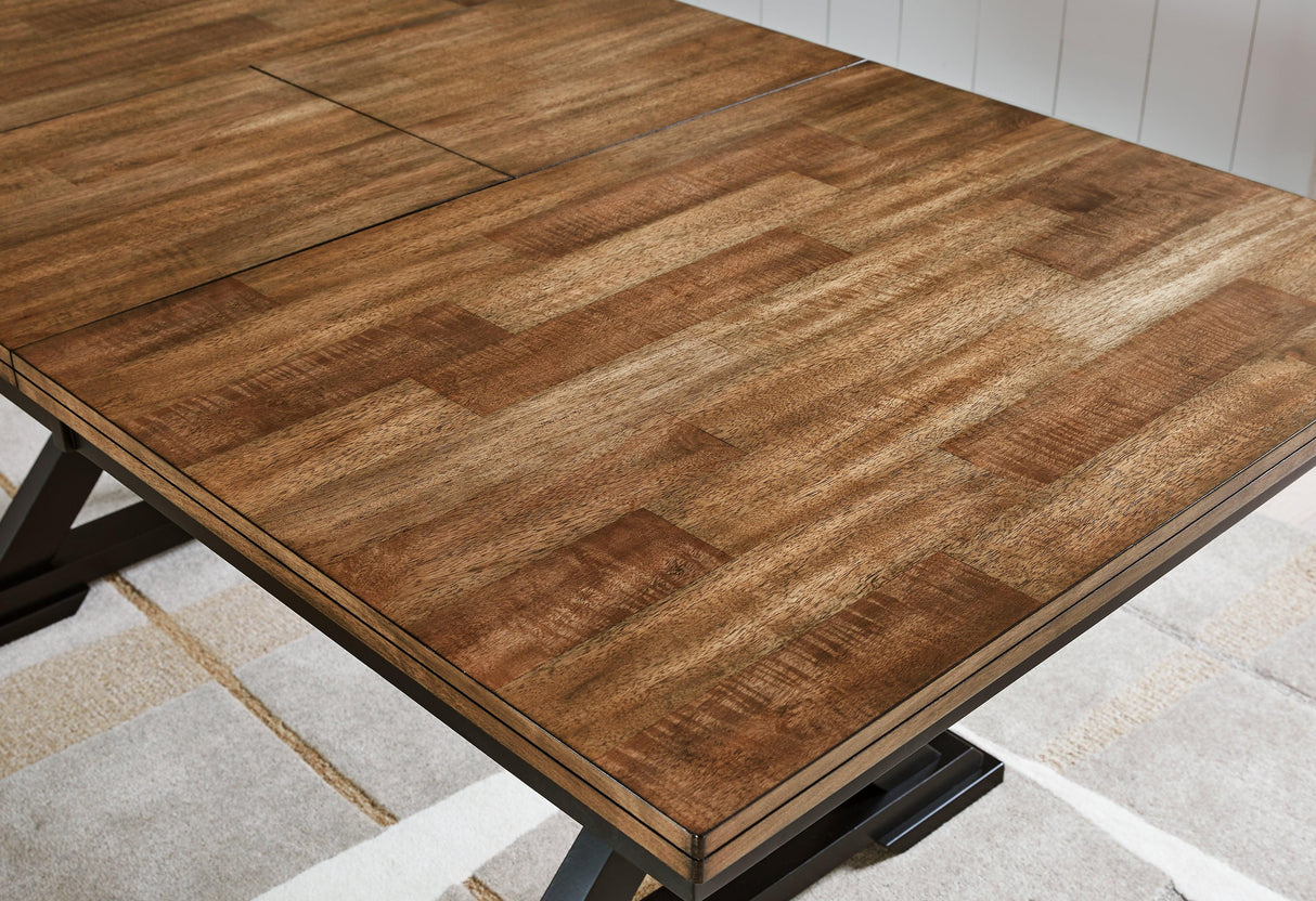 Wildenauer Brown/Black Dining Table and 2 Chairs and Bench by Ashley at Eve Furniture
