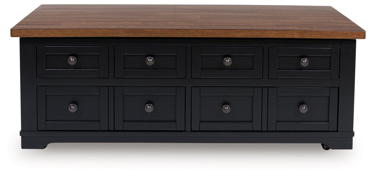 Wildenauer Brown/Black Lift-Top Coffee Table by Ashley at Eve Furniture