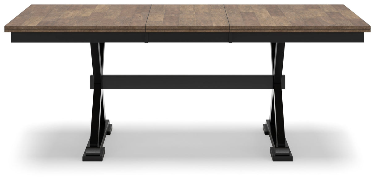 Wildenauer Dining Table and 6 Chairs and Bench in Brown/Black by Ashley at Eve Furniture