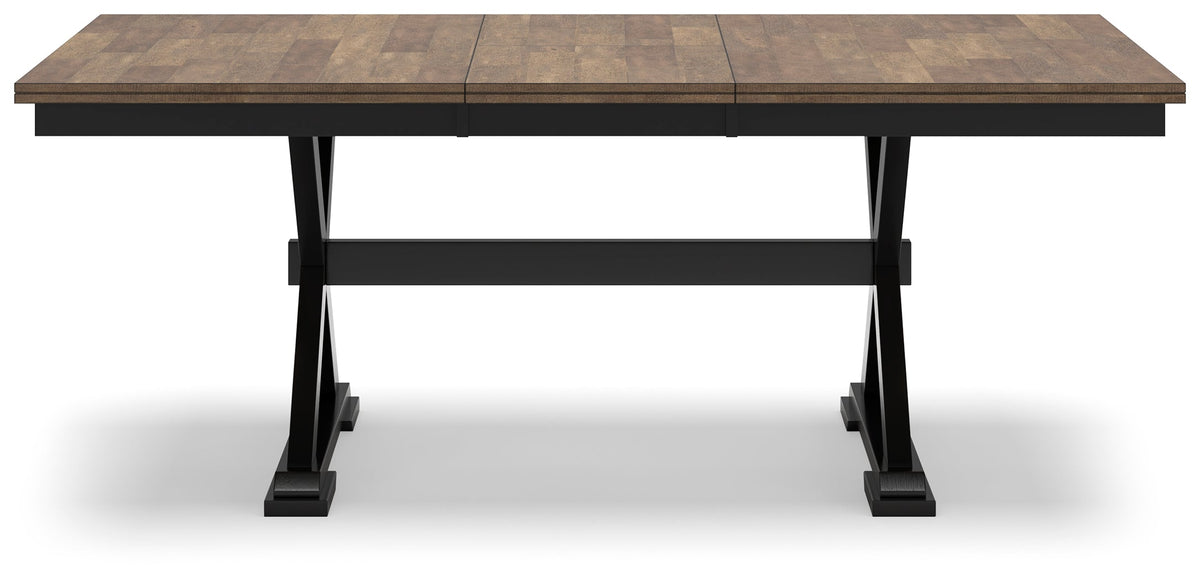 Wildenauer Dining Table and 6 Chairs and Bench in Brown/Black by Ashley at Eve Furniture