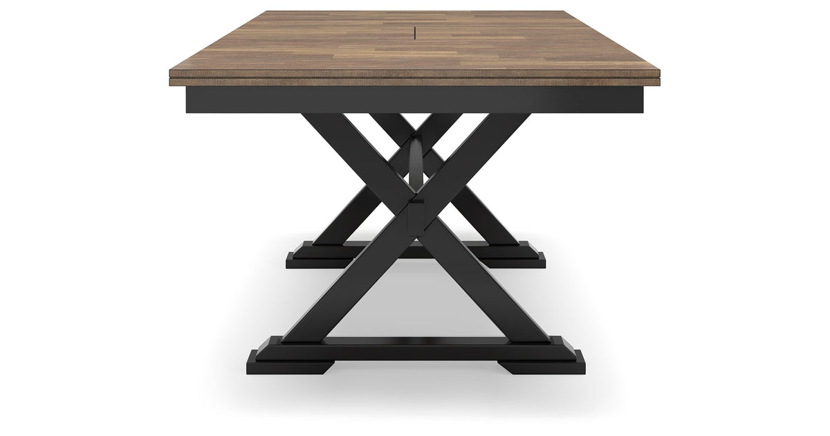 Wildenauer Dining Table and 6 Chairs and Bench in Brown/Black by Ashley at Eve Furniture