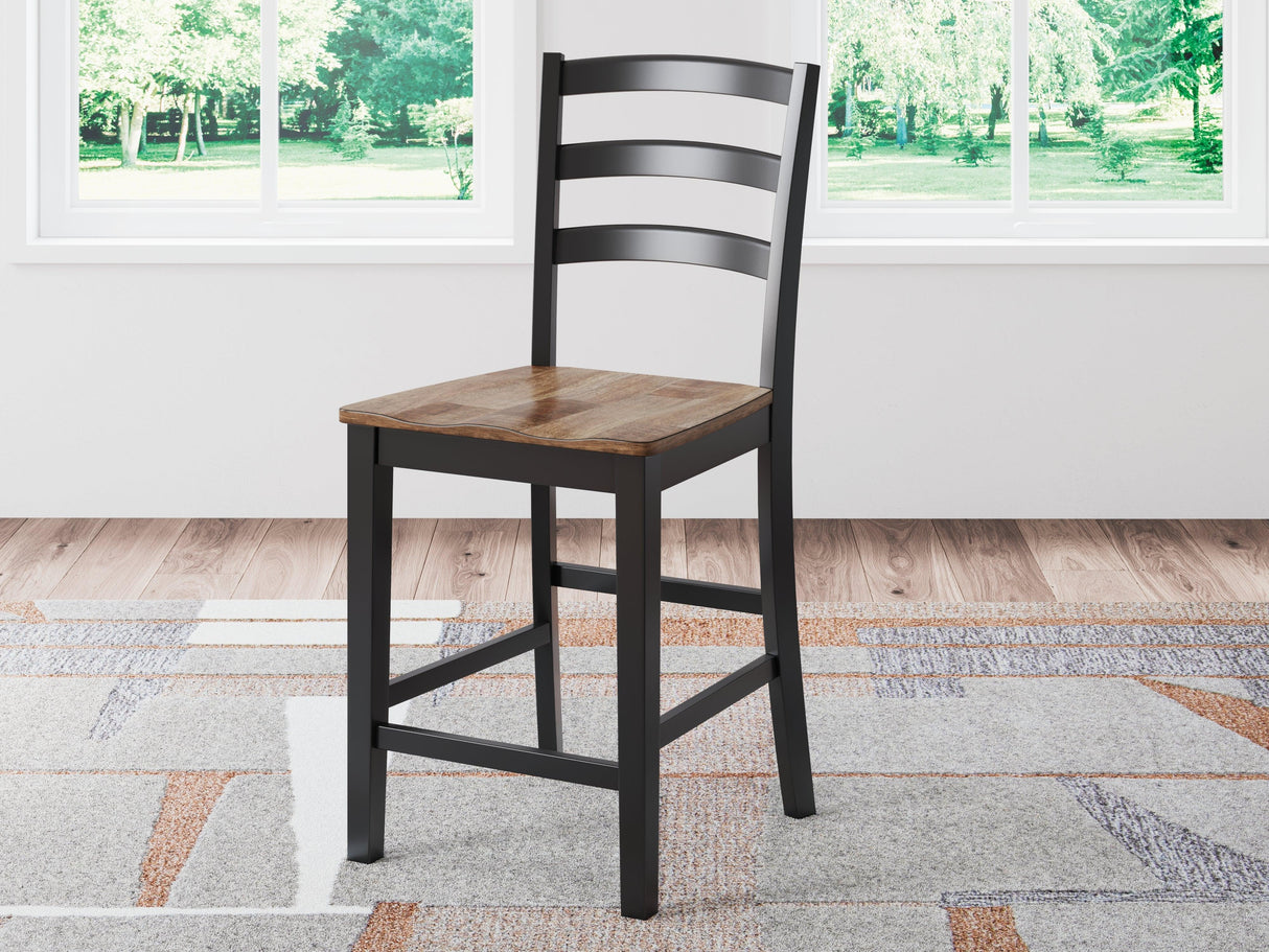 Wildenauer Brown/Black Counter Height Barstool, Set of 2 by Ashley at Eve Furniture
