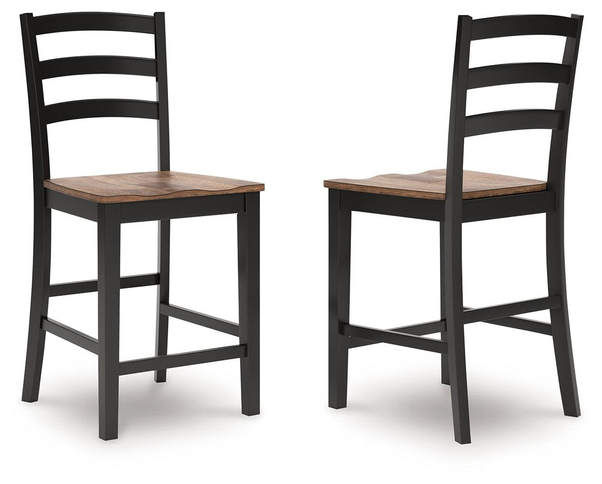 Wildenauer Brown/Black Counter Height Barstool, Set of 2 by Ashley at Eve Furniture