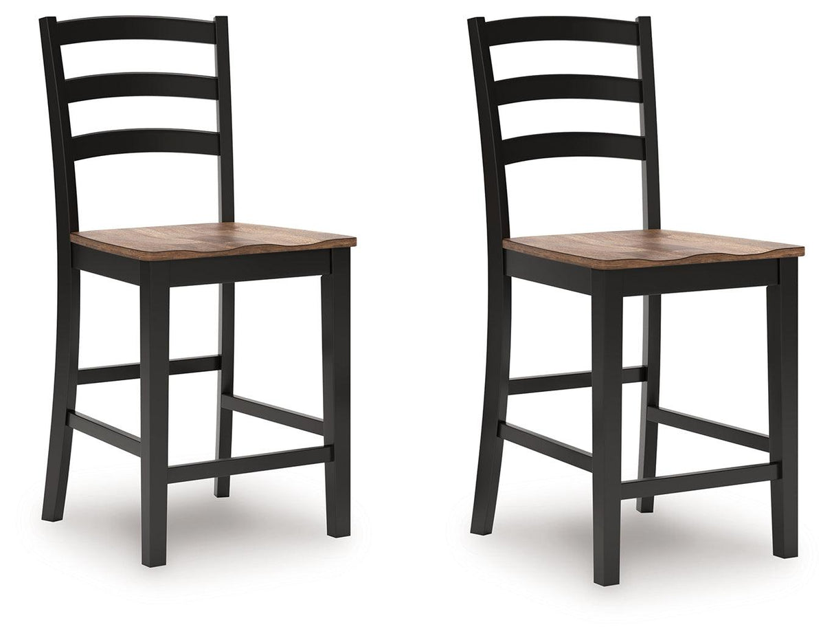 Wildenauer Brown/Black Counter Height Barstool, Set of 2 by Ashley at Eve Furniture