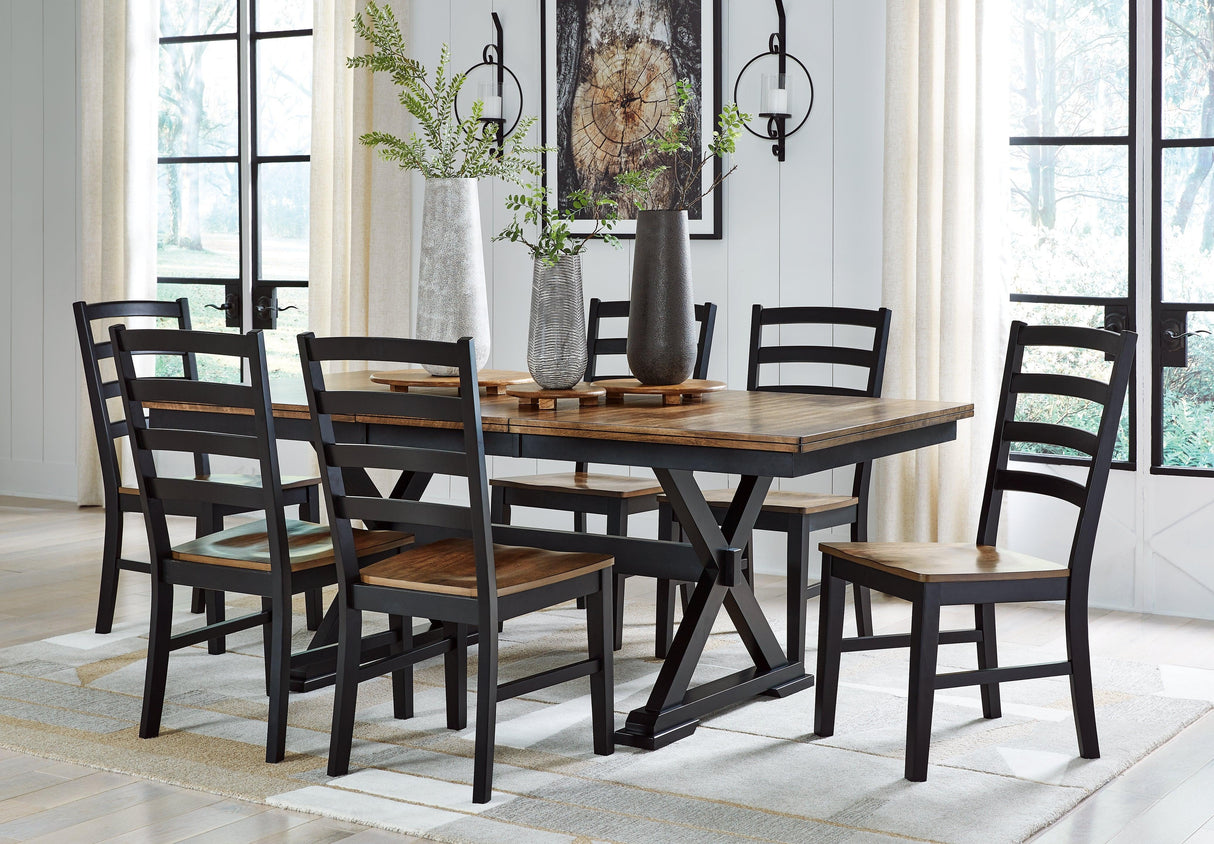 Wildenauer Brown/Black Dining Table and 6 Chairs by Ashley at Eve Furniture