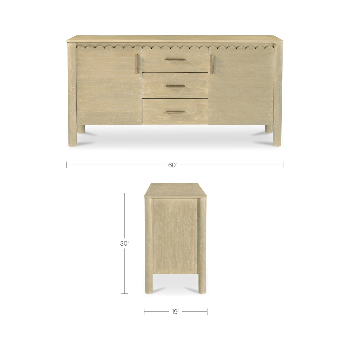 Wiley Natural 3 Drawer Sideboard by MOES at Eve Furniture
