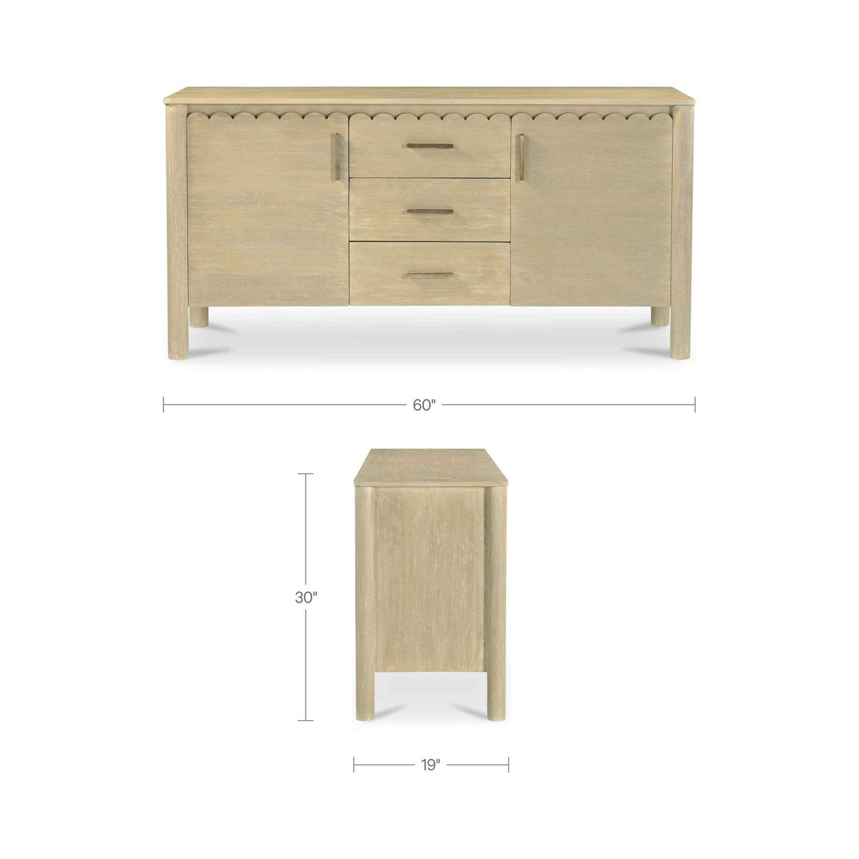 Wiley Natural 3 Drawer Sideboard by Moe's Home at Eve Furniture