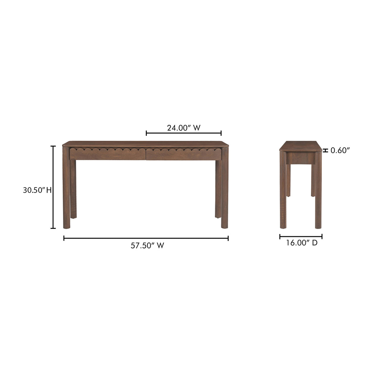 Wiley Vintage Brown Console Table by Moe's Home at Eve Furniture