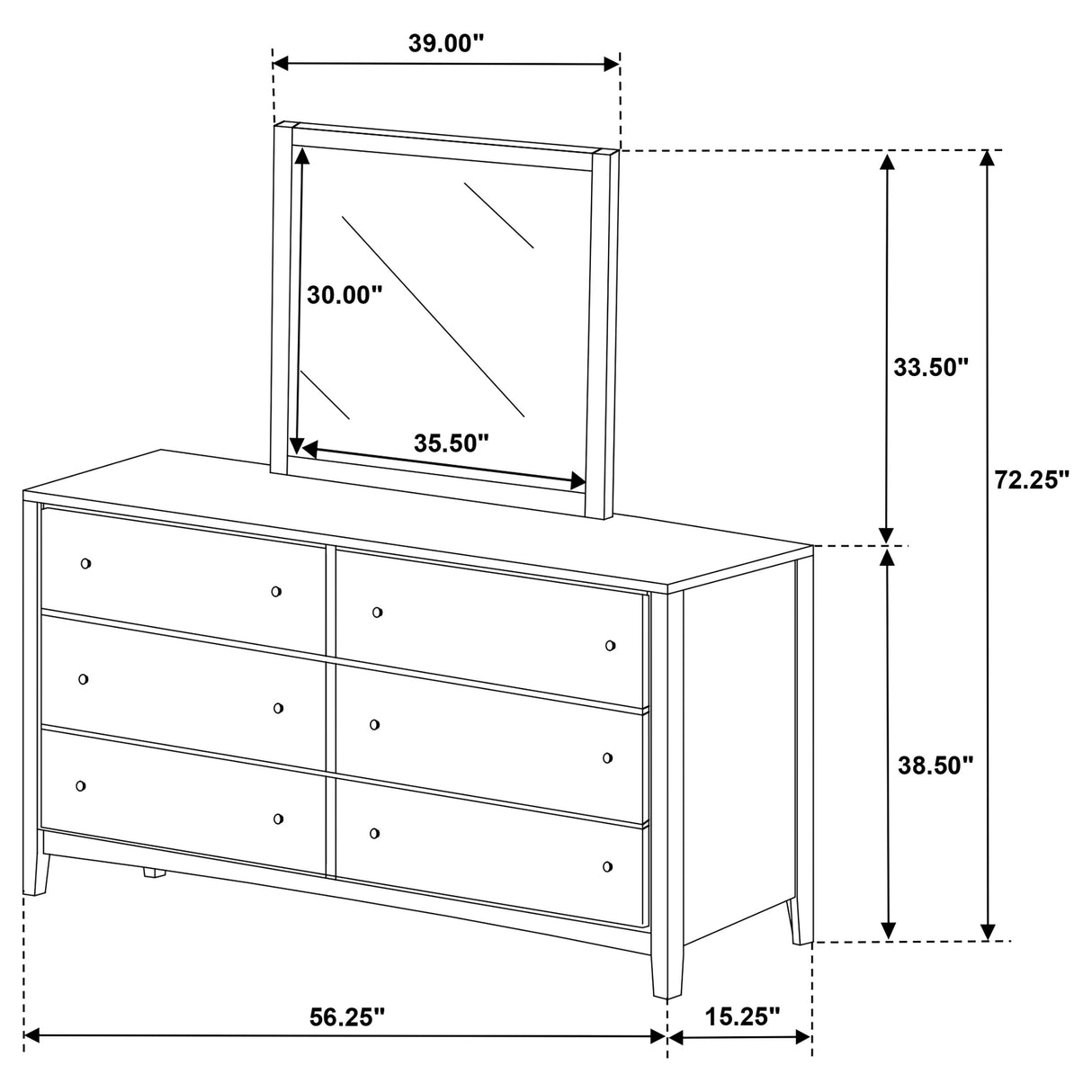 Wilkes Dark Cocoa 6-drawer Dresser and Mirror by Coaster at Eve Furniture