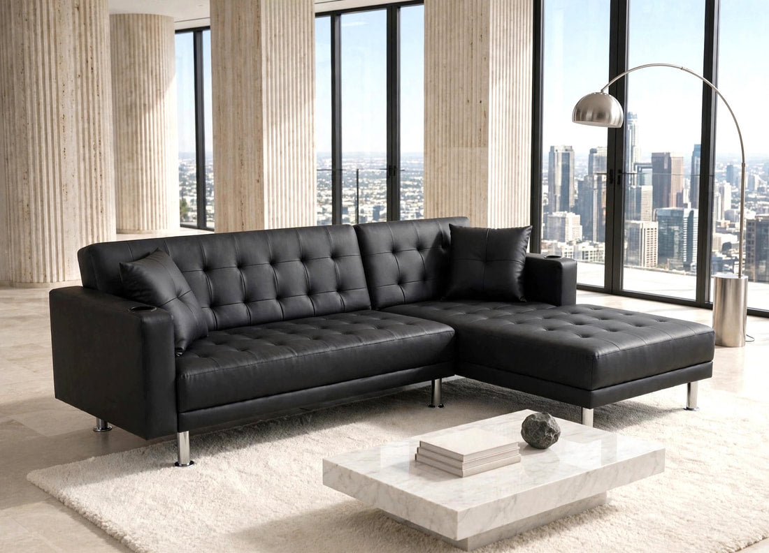 William Black Faux Leather Reversible Sectional by Happy Homes at Eve Furniture