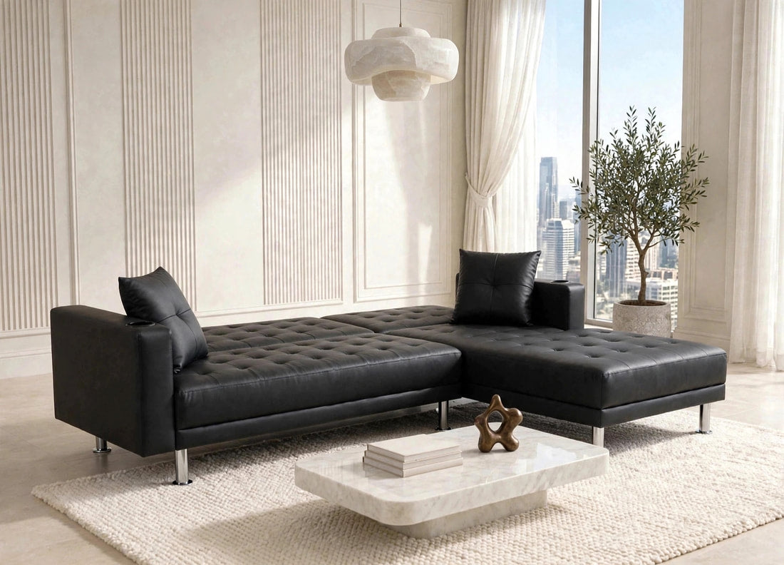 William Black Faux Leather Reversible Sectional by Happy Homes at Eve Furniture