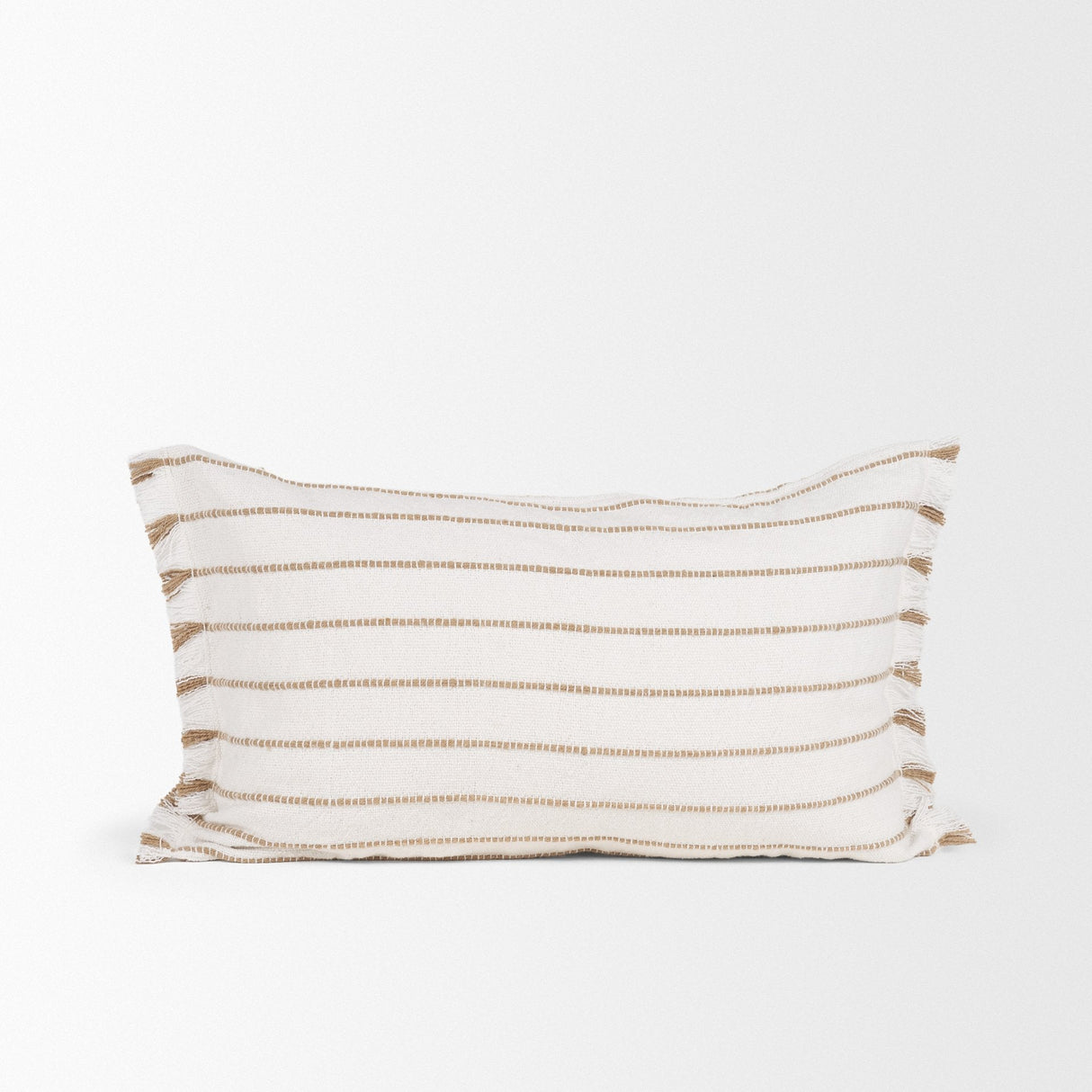 Willow 13x21 Lumbar Cream w/ Camel Stripes Decorative Pillow Cover by Mercana at Eve Furniture