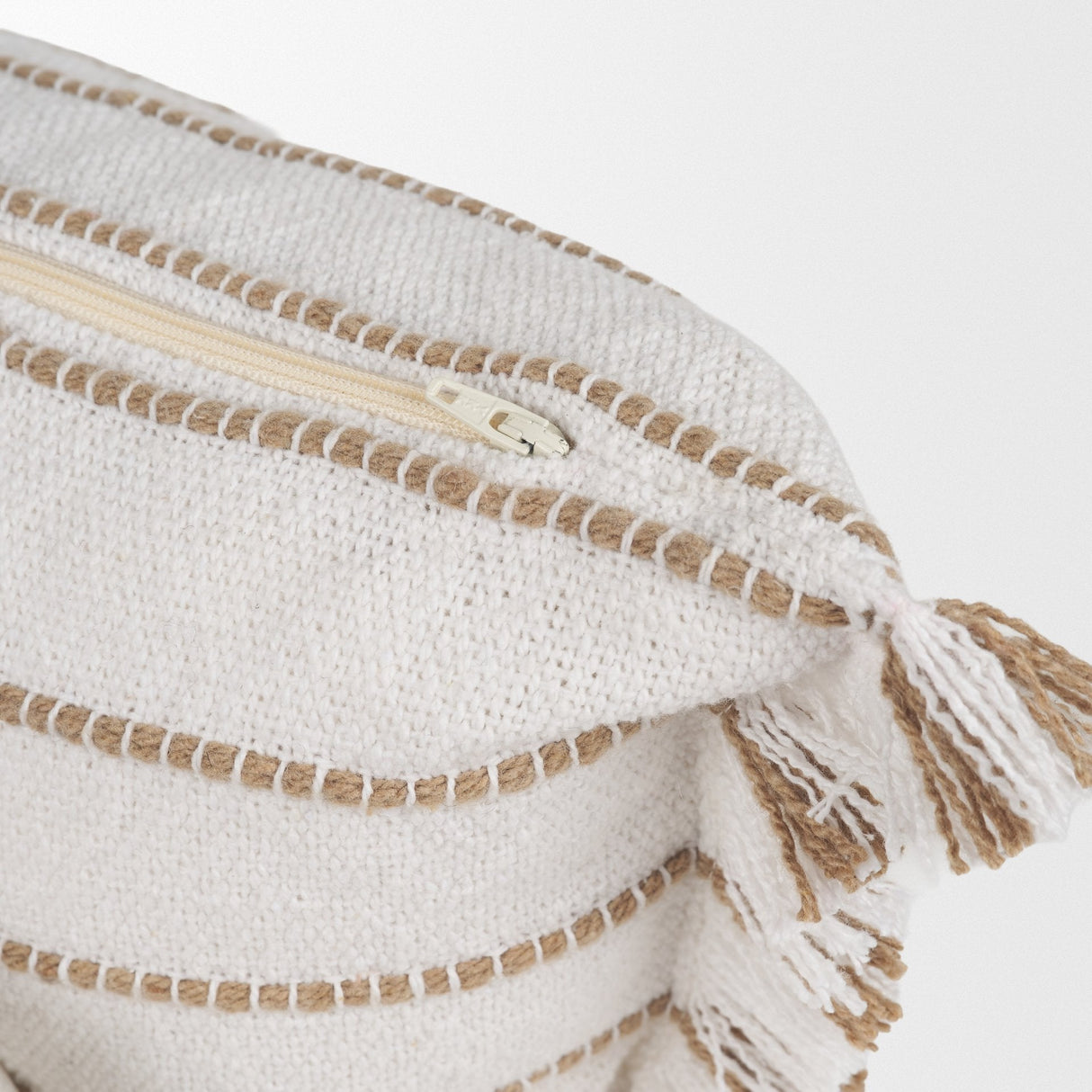 Willow Lumbar Cream w/ Camel Stripes Decorative Pillow Cover by Mercana at Eve Furniture