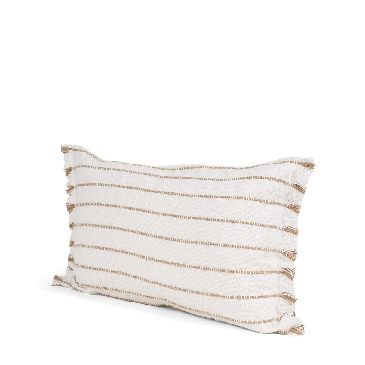 Willow 13x21 Lumbar Cream w/ Camel Stripes Decorative Pillow Cover by Mercana at Eve Furniture