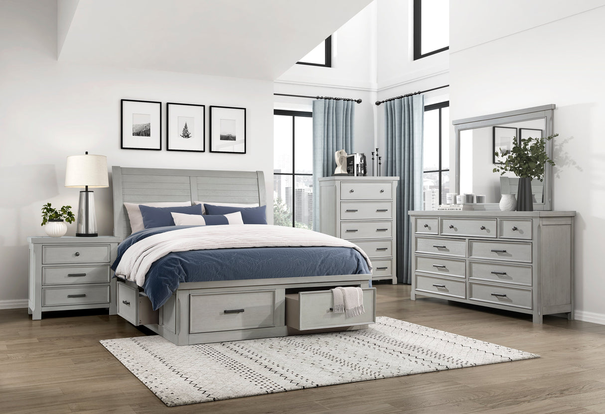 Willowbrook Light Gray California King Platform Bed with Storage Footboard and Side Rails by Homelegance at Eve Furniture