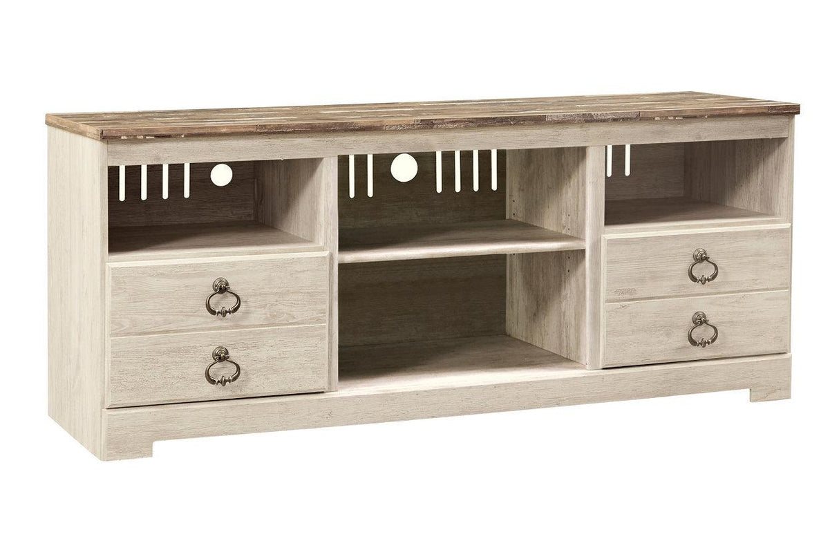 Willowton Whitewash 4-Piece Entertainment Center by Ashley at Eve Furniture