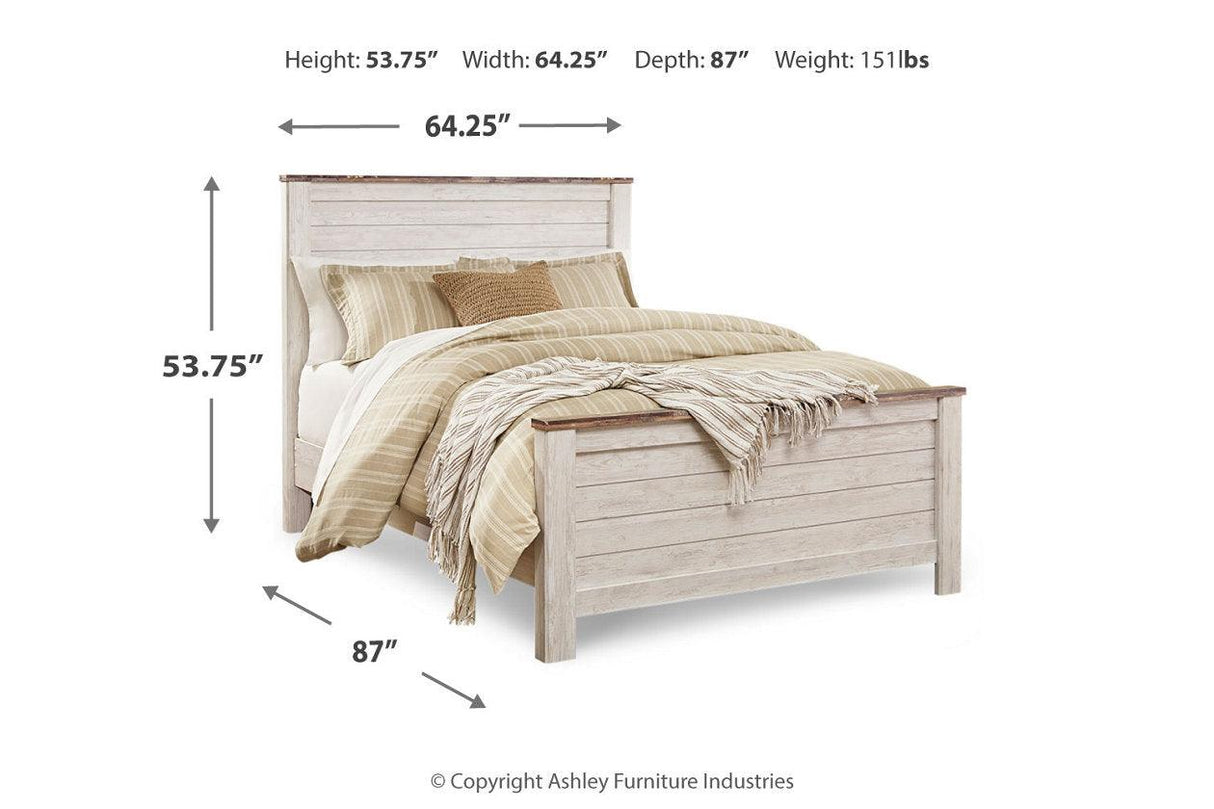 Willowton Whitewash Queen Panel Bed by Ashley at Eve Furniture