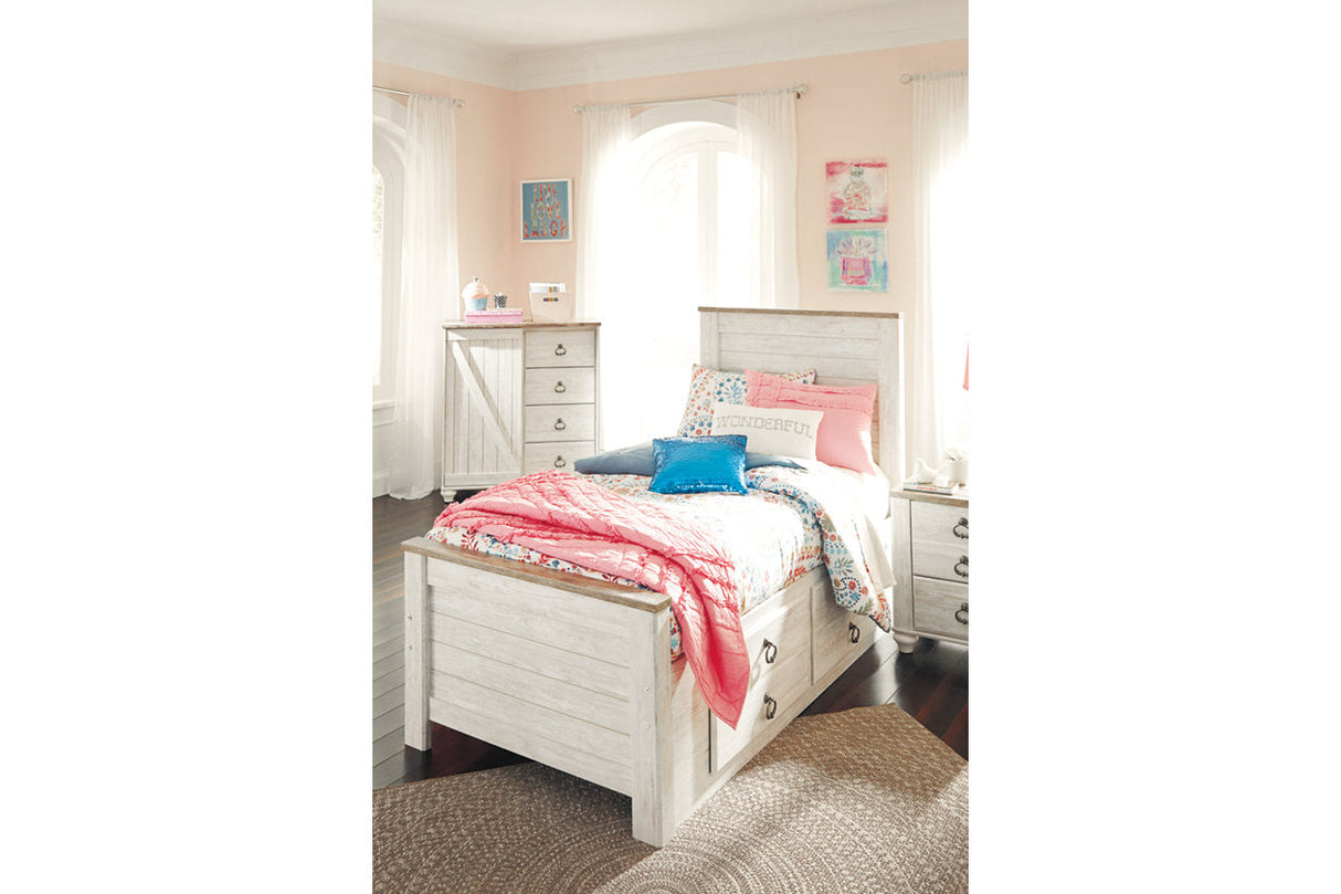Willowton Whitewash Twin Storage Platform Bed with 2 Drawers by Ashley at Eve Furniture