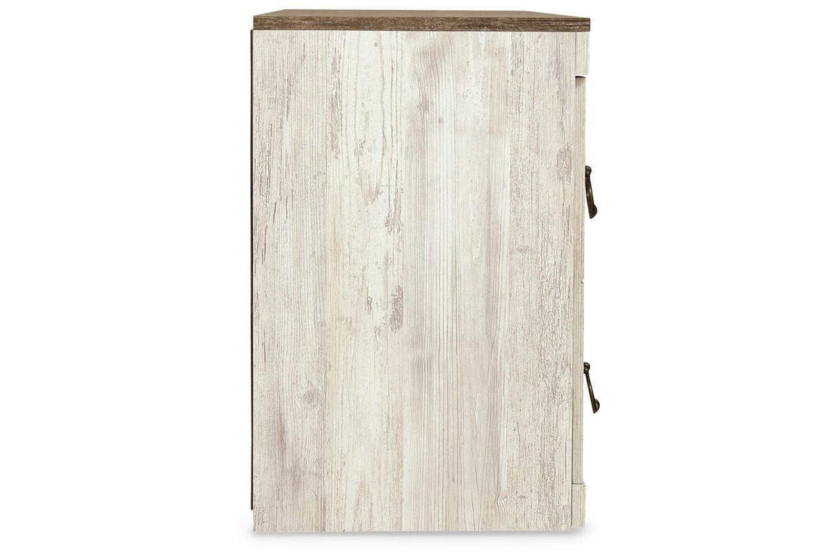 Willowton Whitewash 4-Piece Entertainment Center with Electric Fireplace by Ashley at Eve Furniture