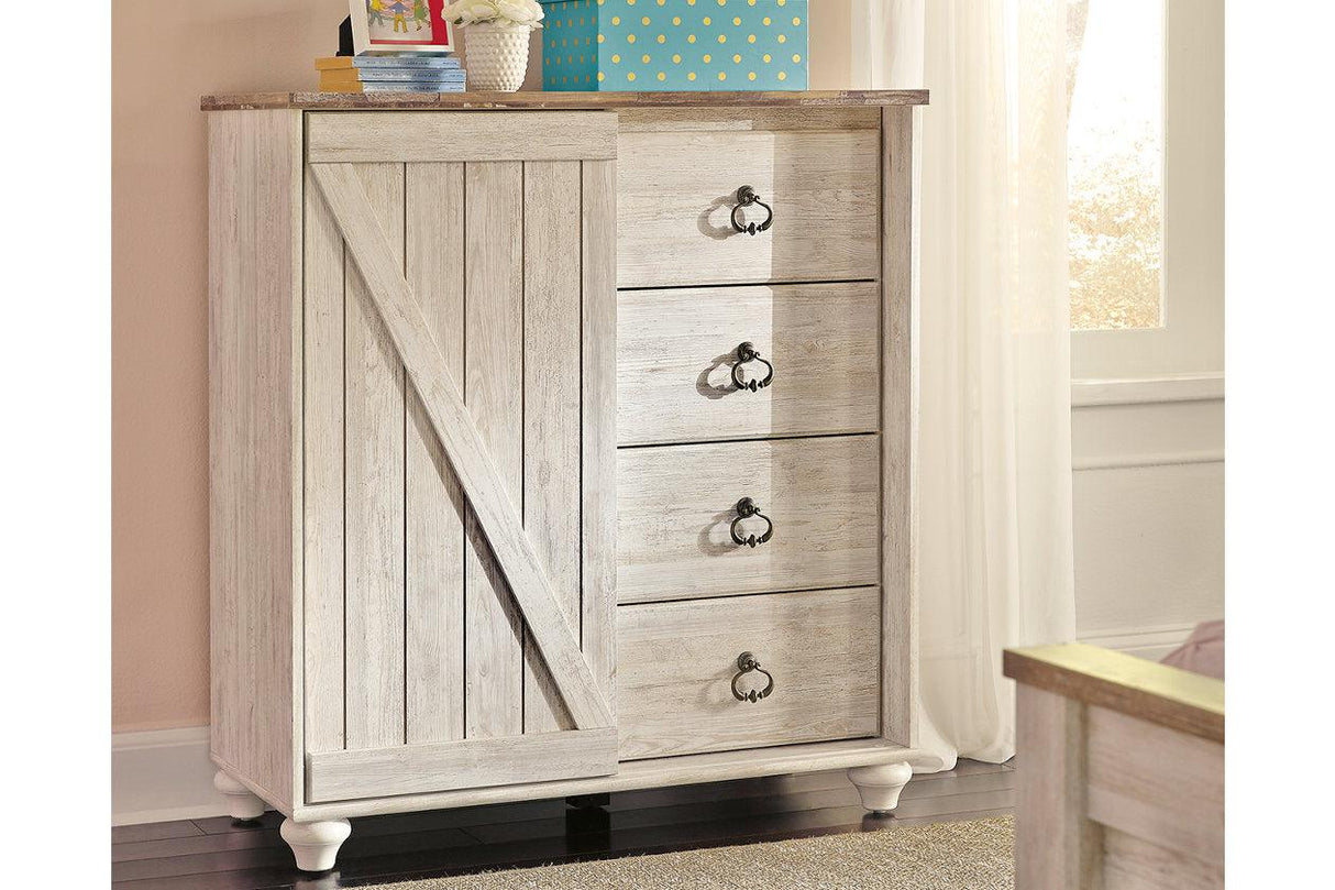 Willowton Whitewash Dressing Chest by Ashley at Eve Furniture