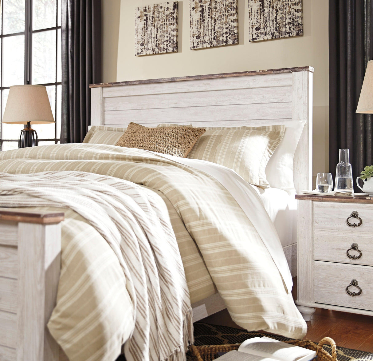 Willowton Whitewash Panel Bedroom Set by Ashley at Eve Furniture