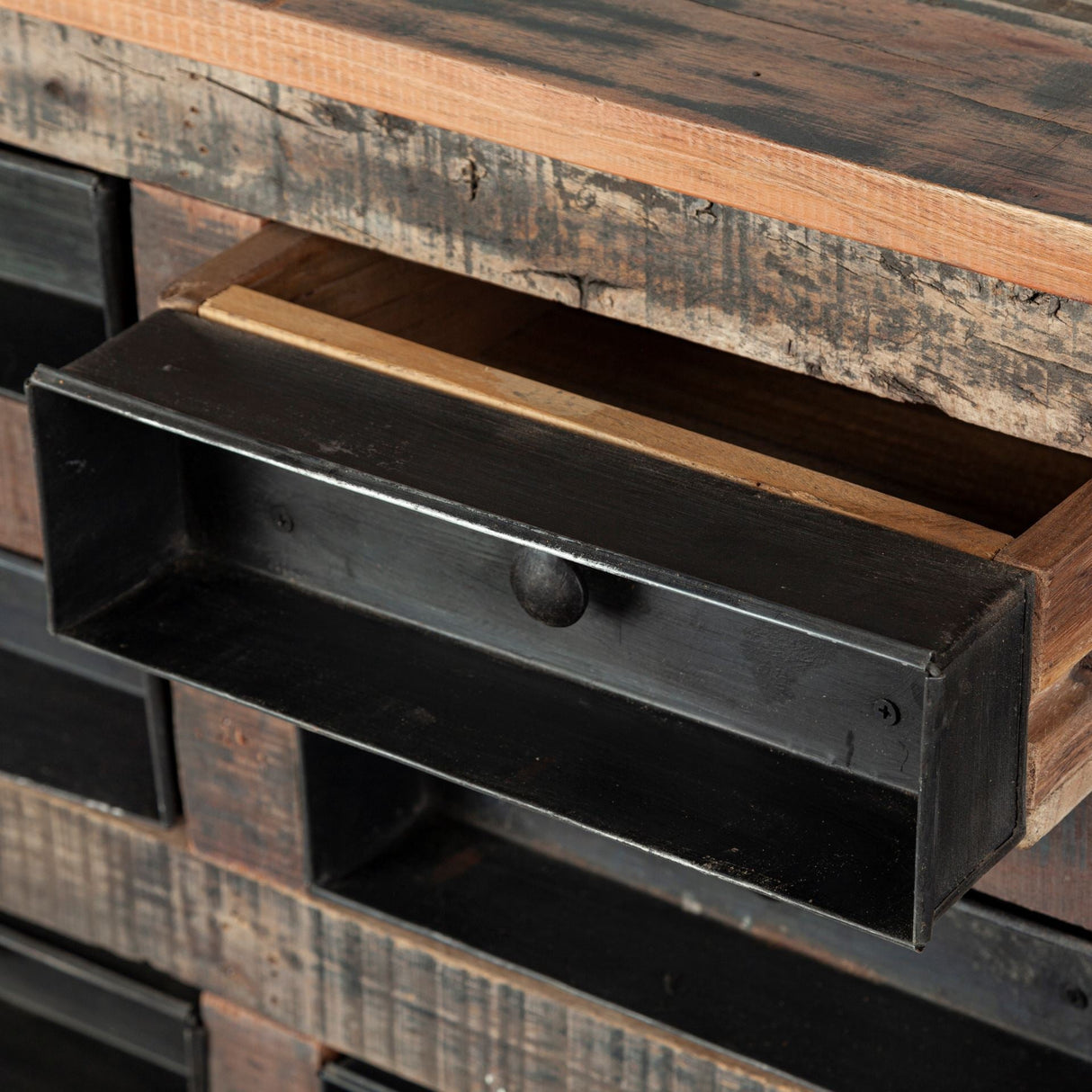Wilton I 63x16 Reclaimed Wood and Metal 16 Drawer Sideboard by Mercana at Eve Furniture