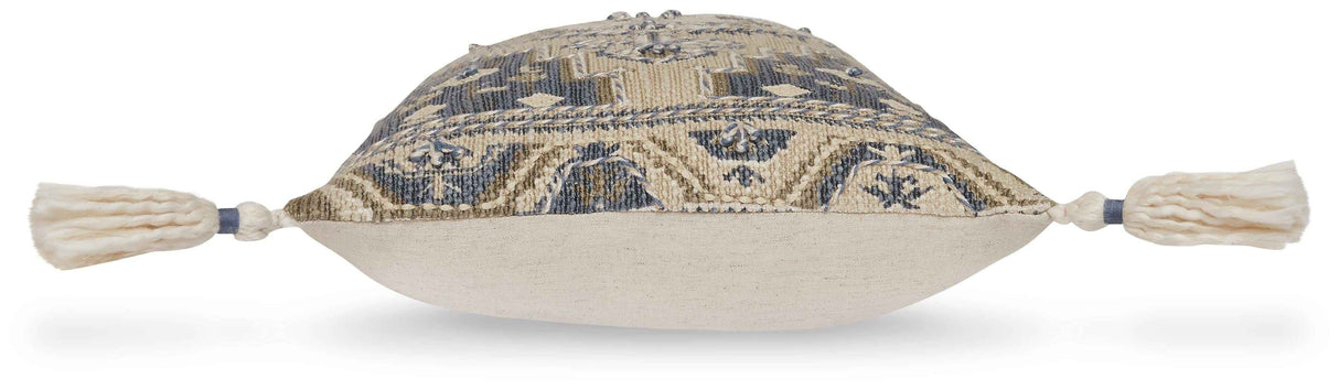 Winbury Blue/Tan/White Pillow by Ashley at Eve Furniture