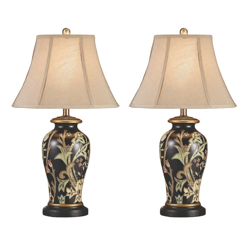 Windham Black Hand Painted Ceramic Table Lamp (Set of 2) by Crestview at Eve Furniture