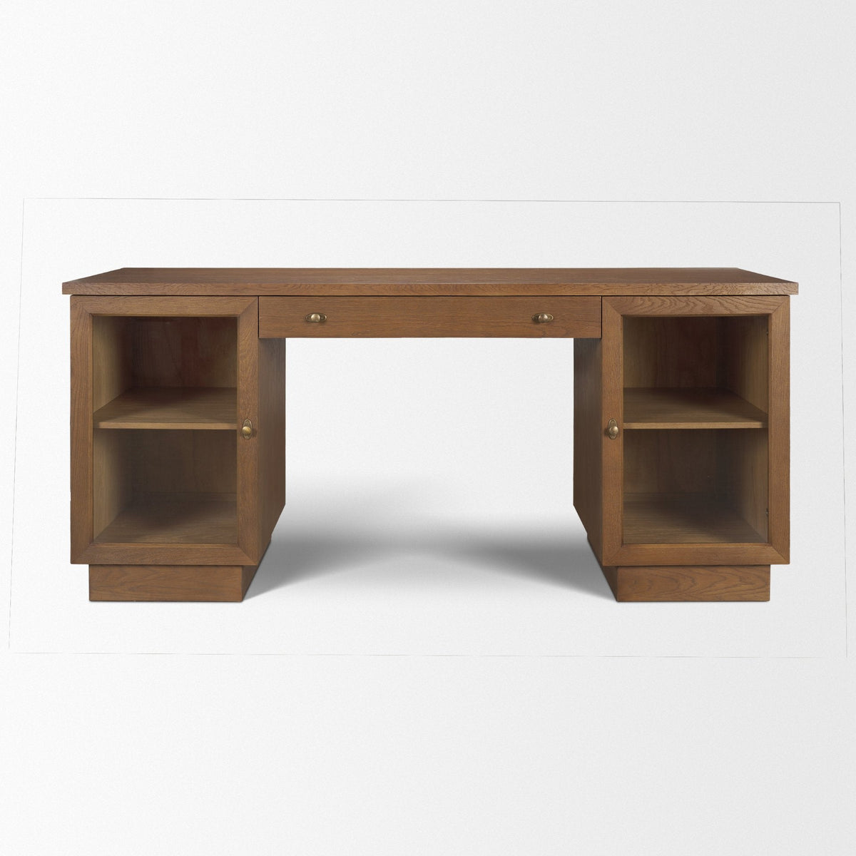 Winsford Two-Tone Oak Writing Desk w/ Glass Doors by Mercana at Eve Furniture
