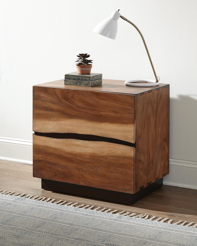 Winslow Smokey Walnut and Coffee Bean 2-Drawer Nightstand by Coaster at Eve Furniture