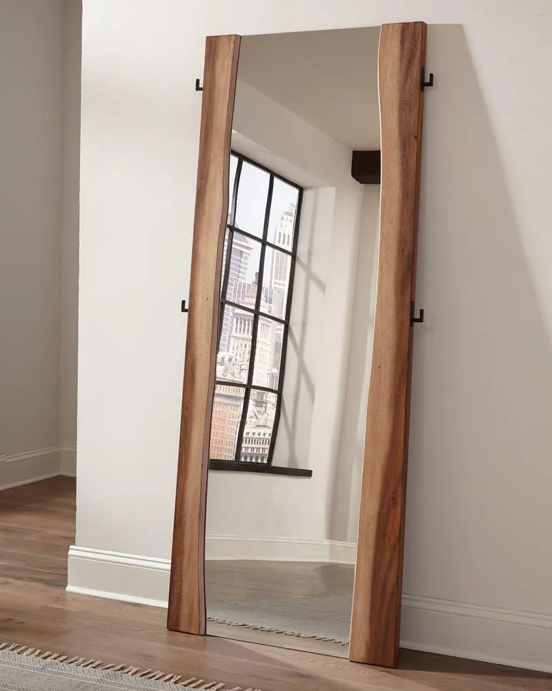 Winslow Smokey Walnut and Coffee Bean Standing Mirror by Coaster at Eve Furniture