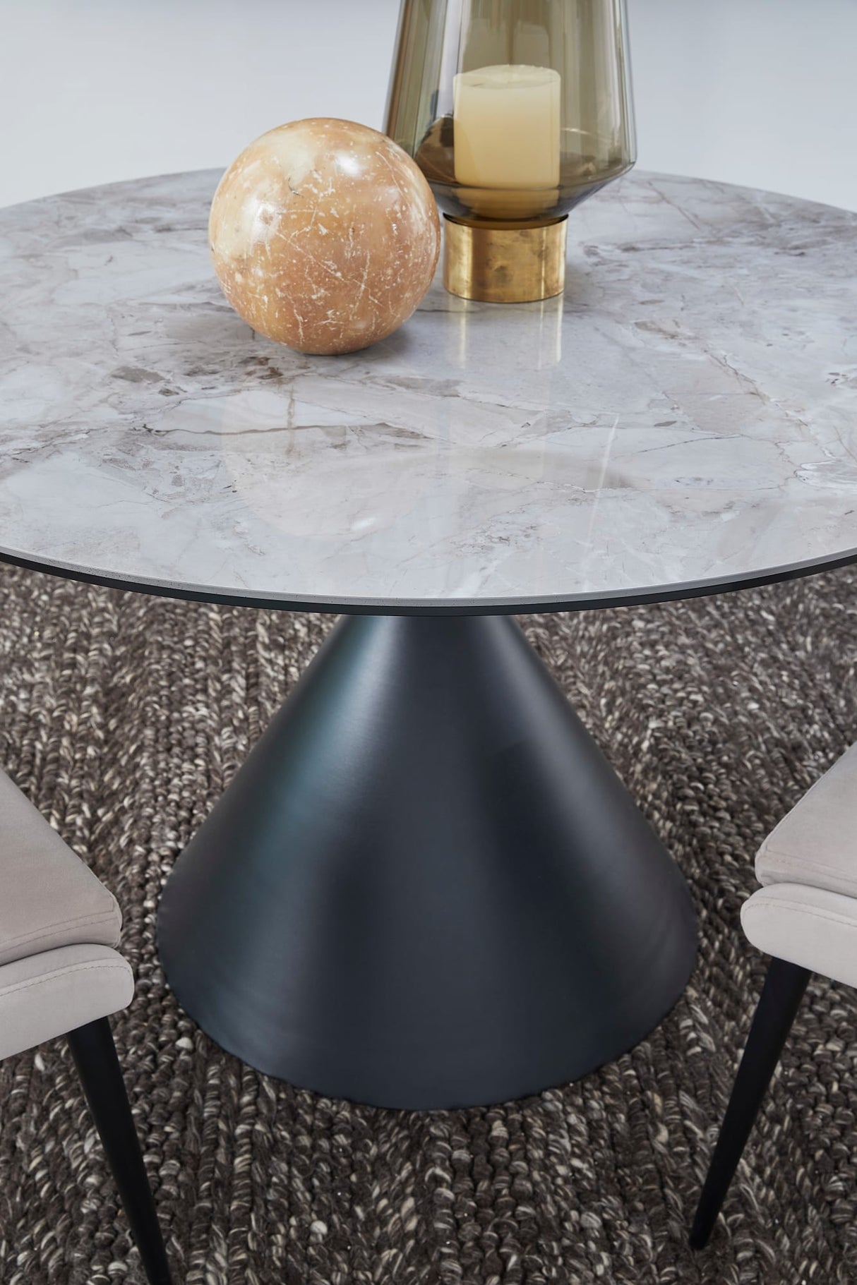 Winston Grigio Stone Top Metal Base Round Dining Table by Modus Furniture at Eve Furniture