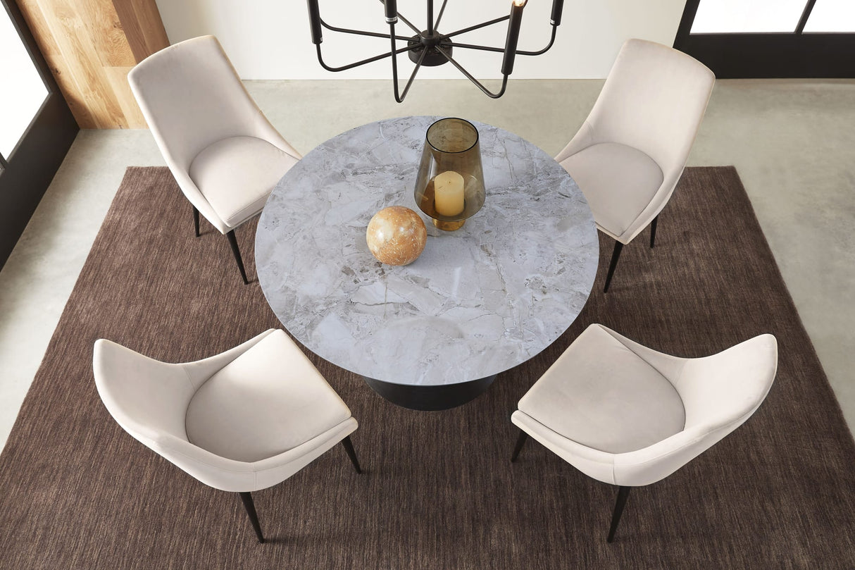 Winston Grigio Stone Top Metal Base Round Dining Table by Modus Furniture at Eve Furniture
