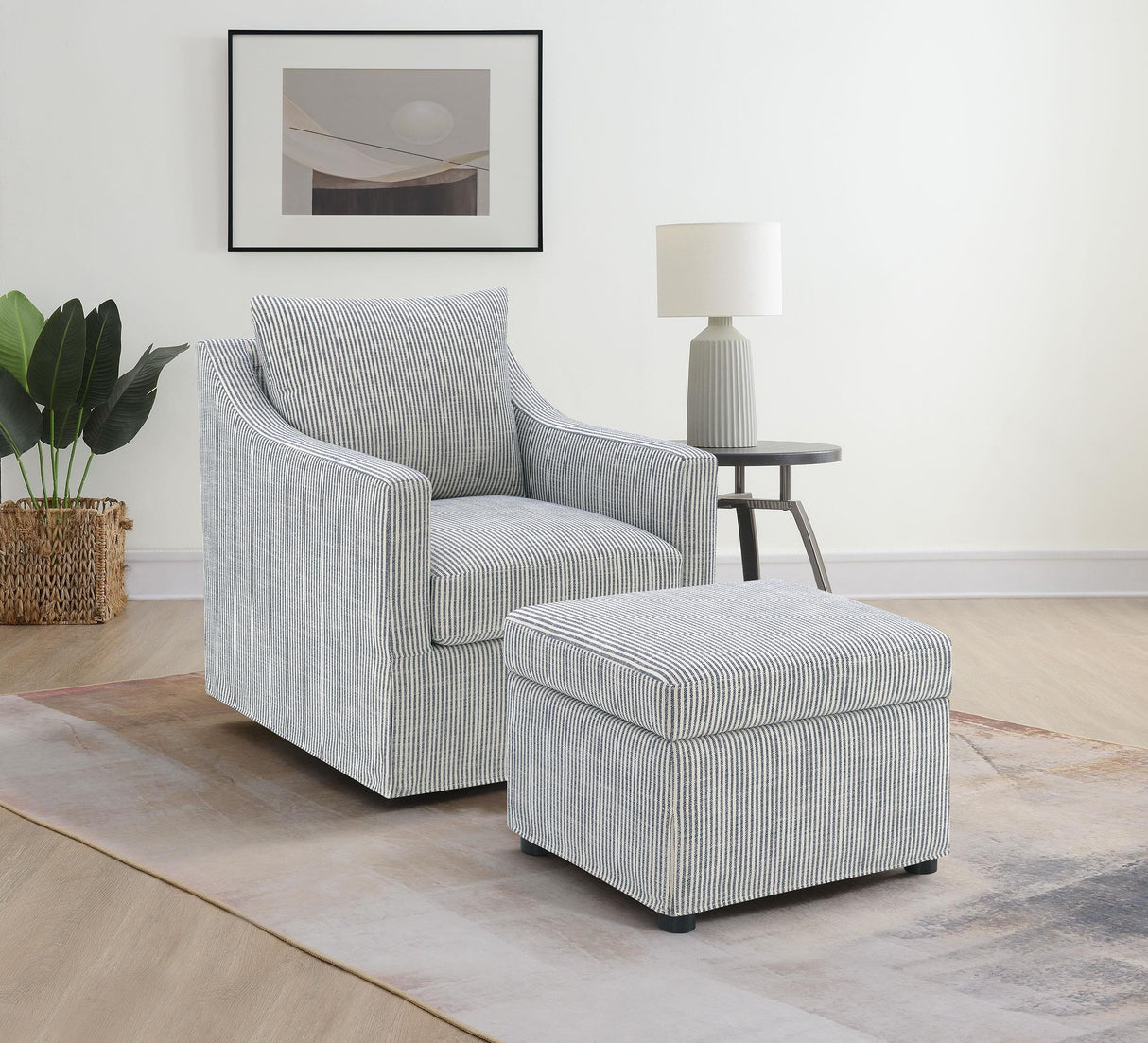 Winter Gray Upholstered Sloped Arm Accent Swivel Chair by Coaster at Eve Furniture