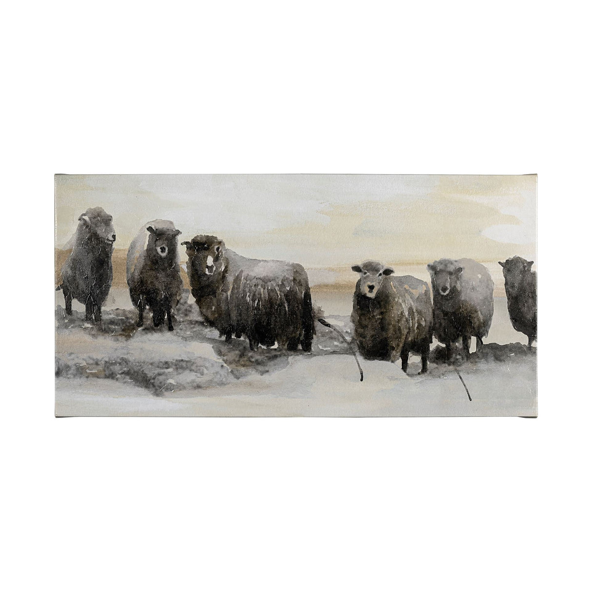Winter Sheeps I by Stellar Design Studio a Hand Embellished Textured Canvas by Mercana at Eve Furniture