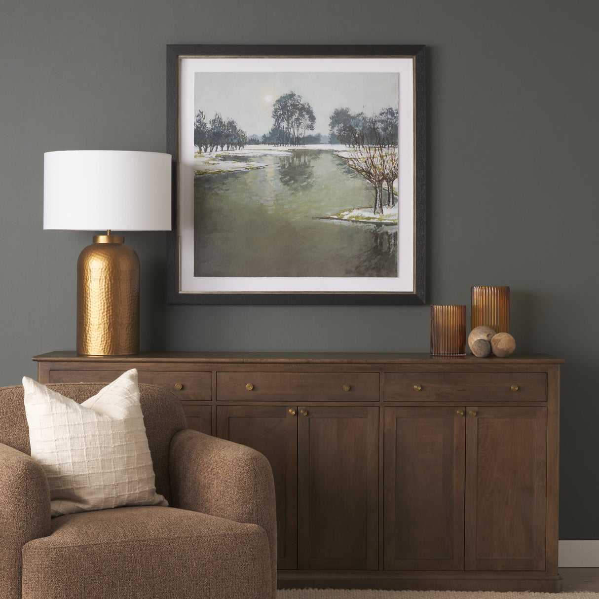 Winter Sky by Mercana Studio Hand Embelished Framed Artwork Matted under Glass by Mercana at Eve Furniture
