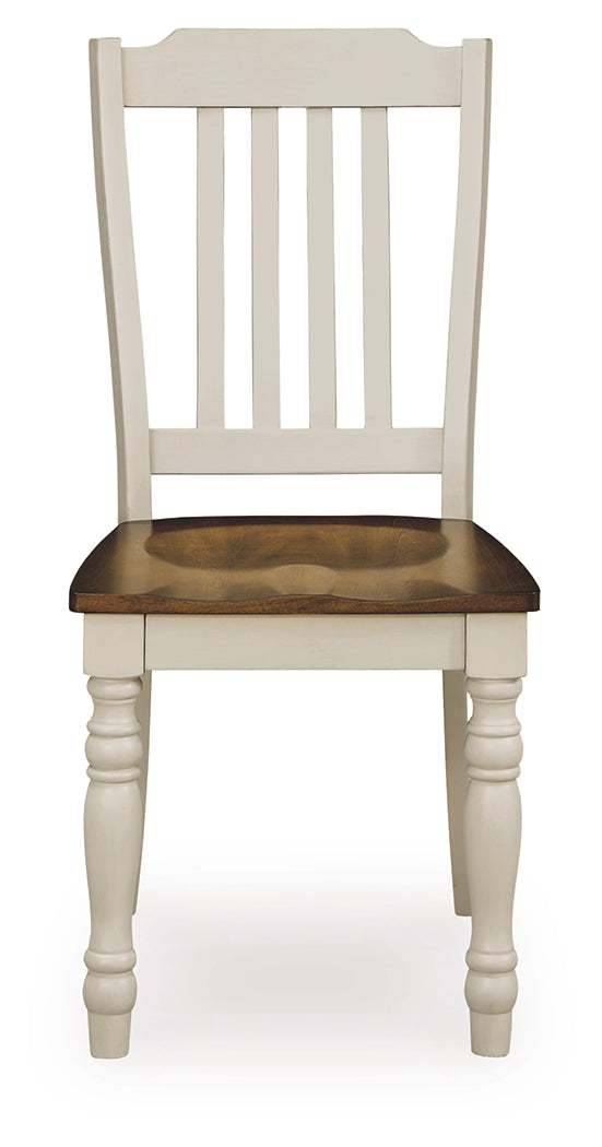 Wirloni Antique White/Brown Dining Chair, Set of 2 by ASHLEY FURNITURE at Eve Furniture