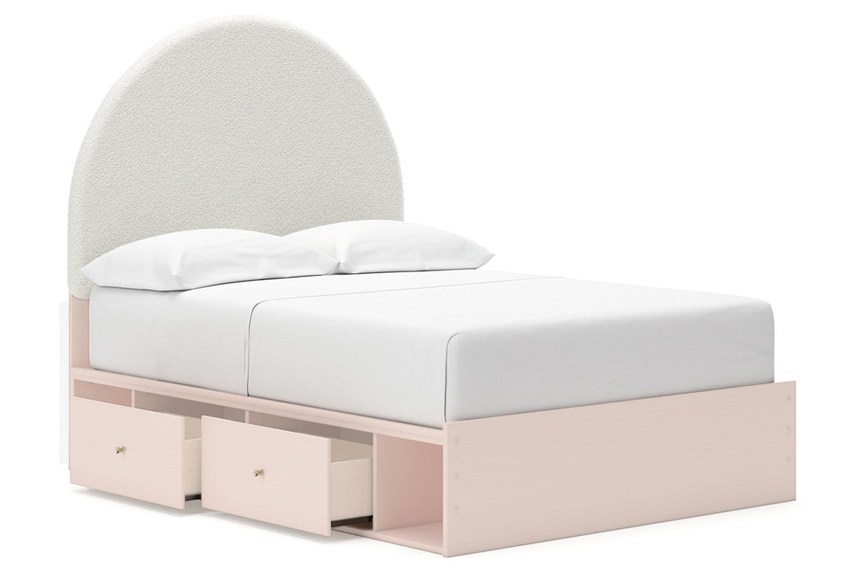 Wistenpine Blush Full Upholstered Storage Platform Bed with 4 Drawers by Ashley at Eve Furniture