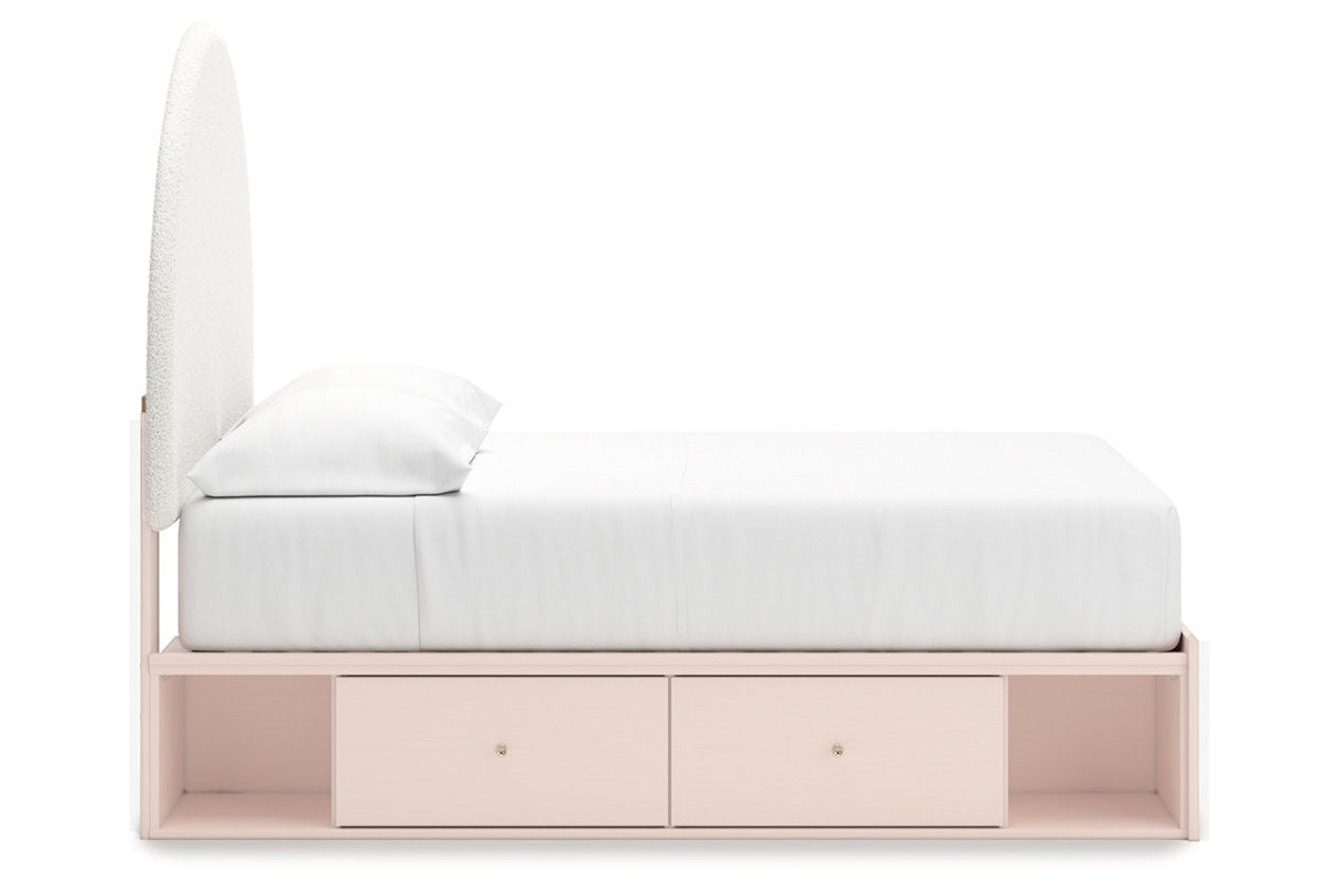 Wistenpine Blush Full Upholstered Storage Platform Bed with 4 Drawers by Ashley at Eve Furniture