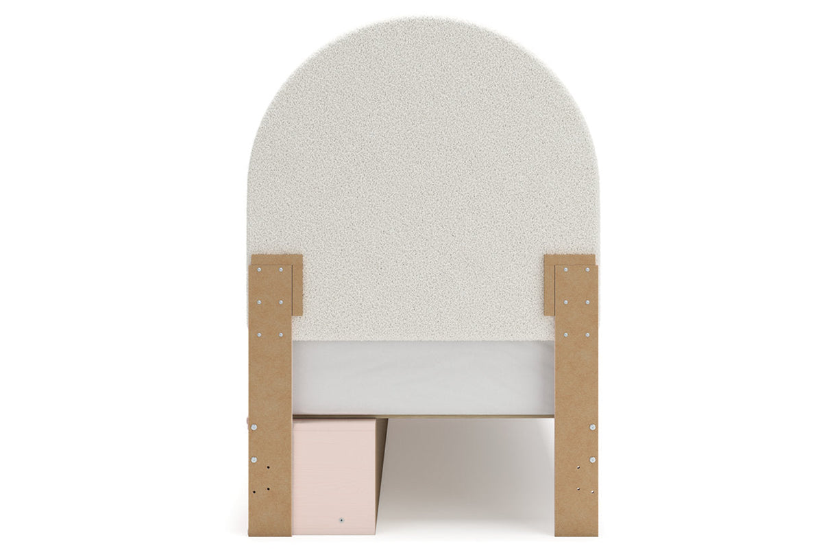 Wistenpine Blush Twin Upholstered Storage Platform Bed with 2 Drawers by Ashley at Eve Furniture