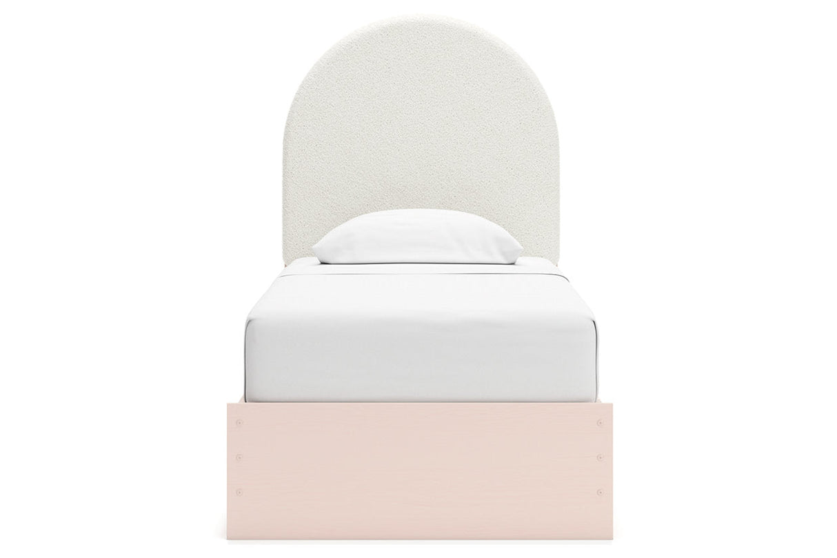 Wistenpine Blush Twin Upholstered Storage Platform Bed with 4 Drawers by Ashley at Eve Furniture