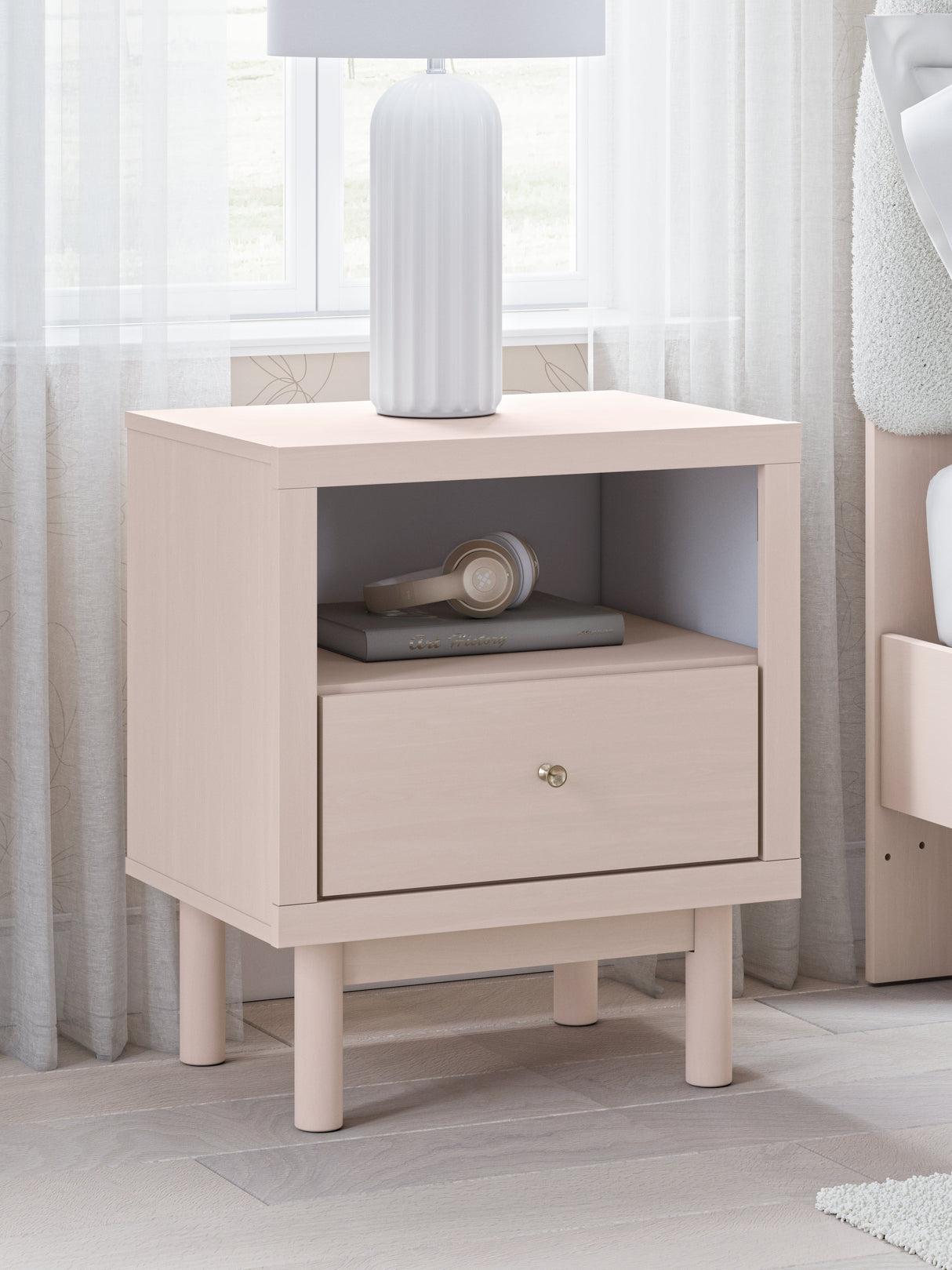 Wistenpine Blush Upholstered Youth Storage Platform Bedroom Set with 4 Drawers by Ashley at Eve Furniture