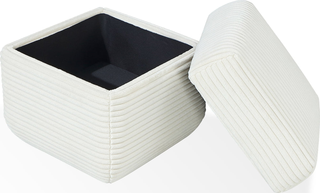 Wisteria Frosty Corduroy Upholstered Storage Ottoman by Modus Furniture at Eve Furniture